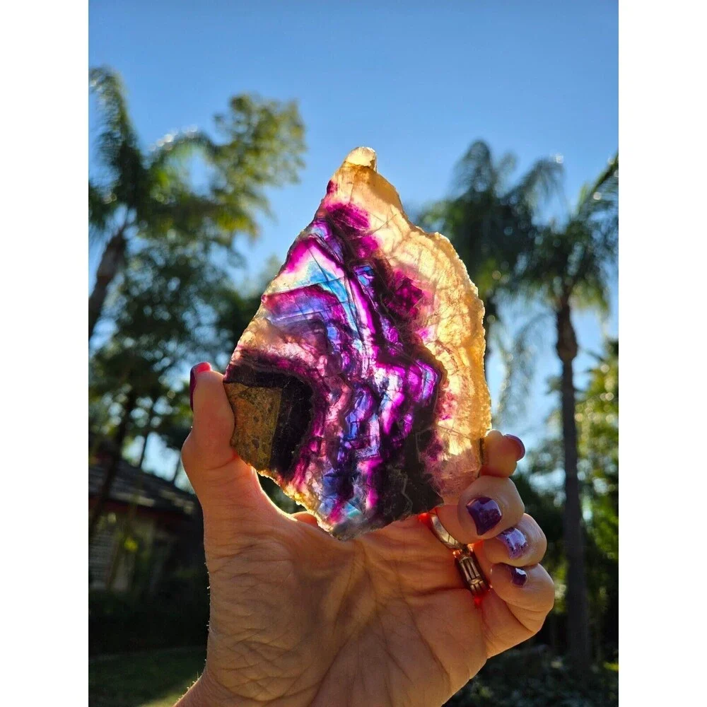 Rainbow Fluorite Crystal Natural Stone Slab